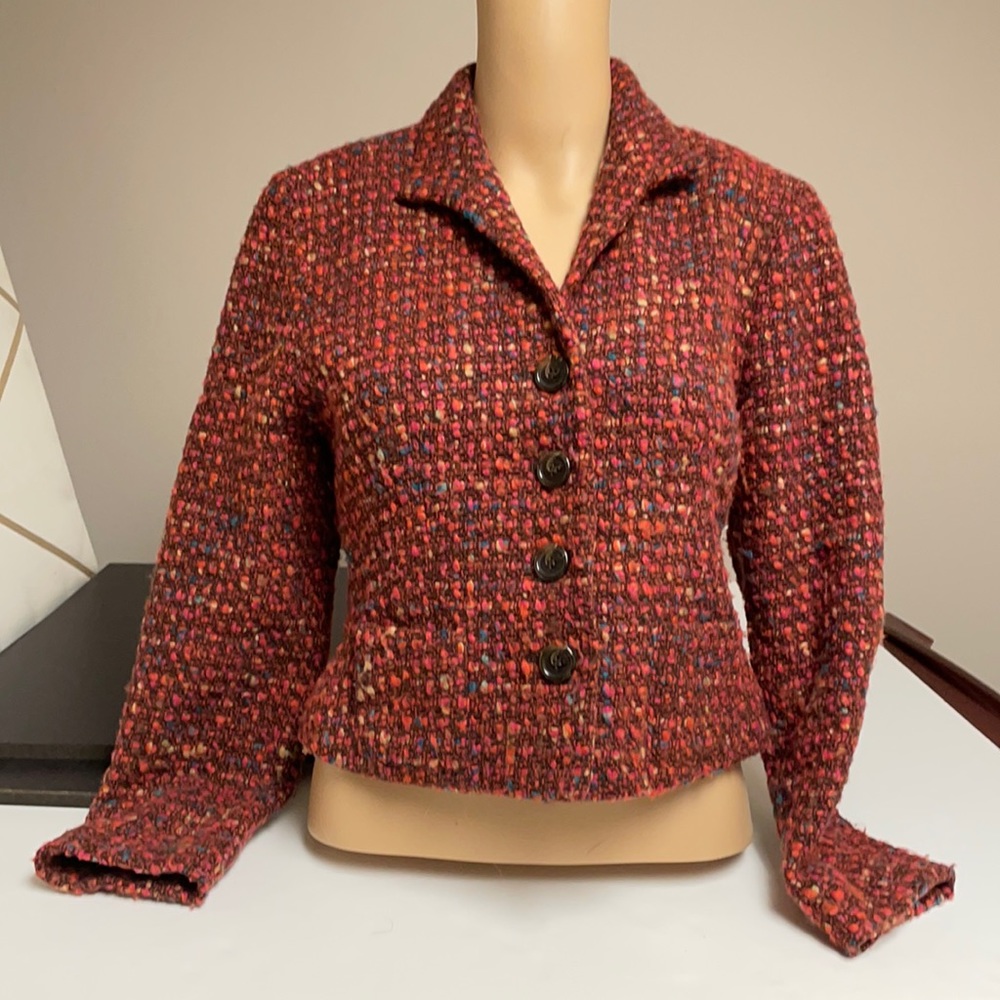 Tweed button up short jacket